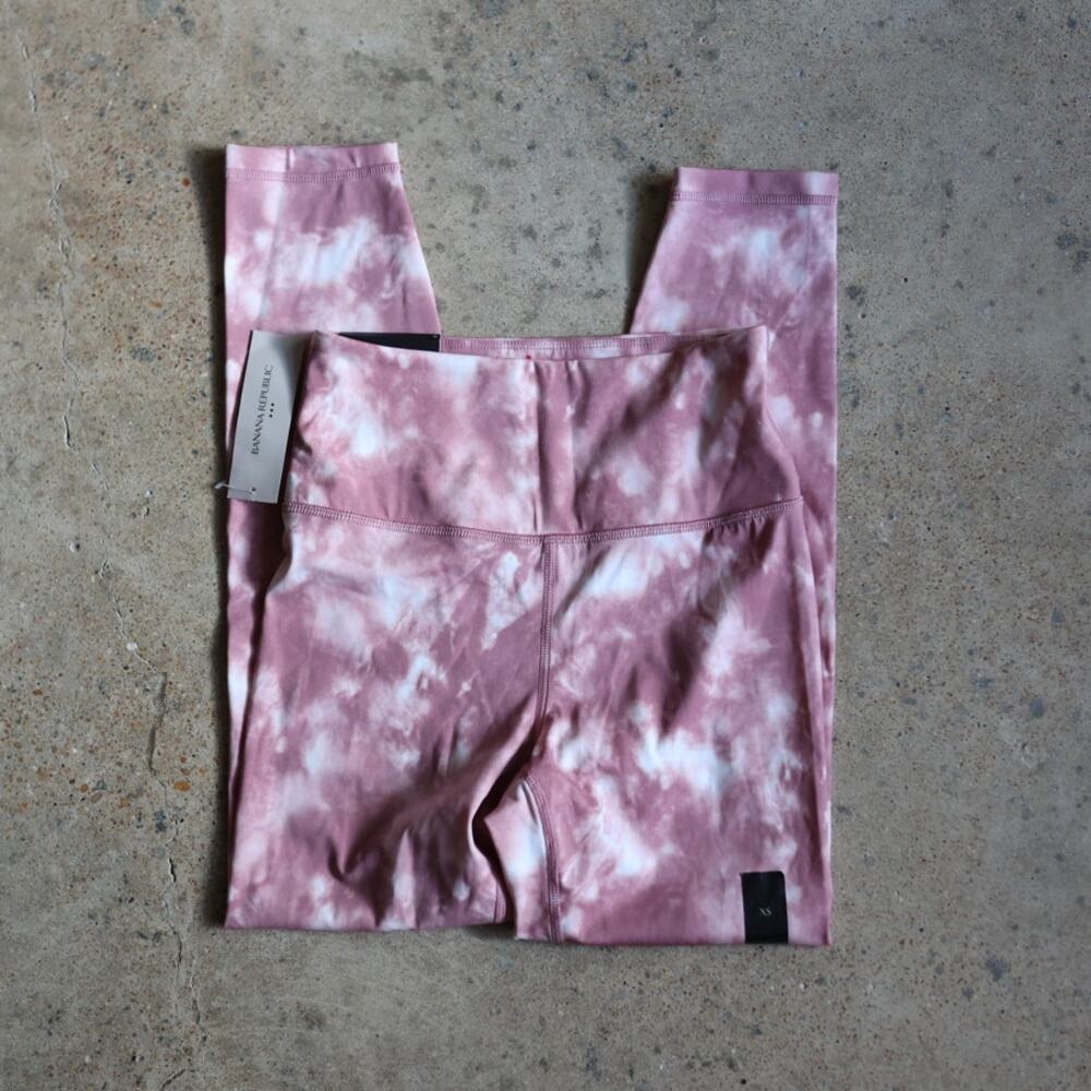 NWT Banana Republic Factory Pink Mauve Tie Dye High Rise 7/8 Leggings XS Yoga